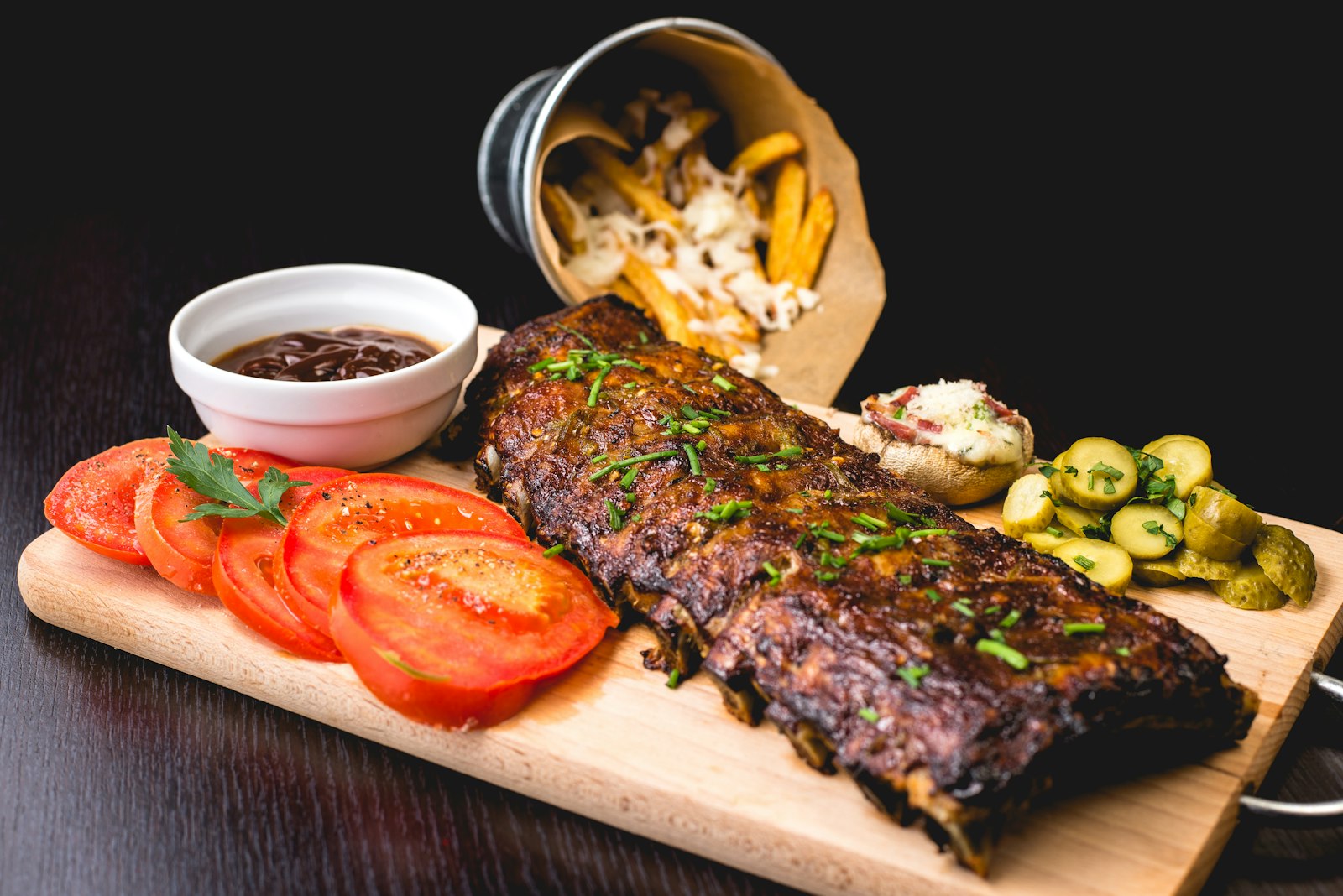 Roasted bone marrow and grilled meat
